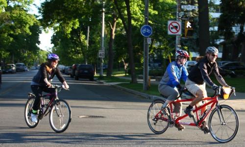 The Best Way to Commute A couple of stragglers at the start of the group commute at High Park and Bloor.