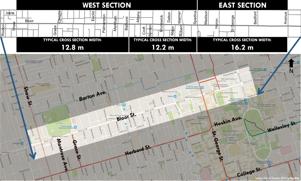 Bloor bike lanes pilot area