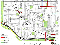 West-end Bikeways study area - Click on image for a larger PDF version.