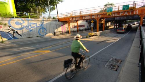 West Toronto Railpath Bridge over Dupont St., and Art Starts mural