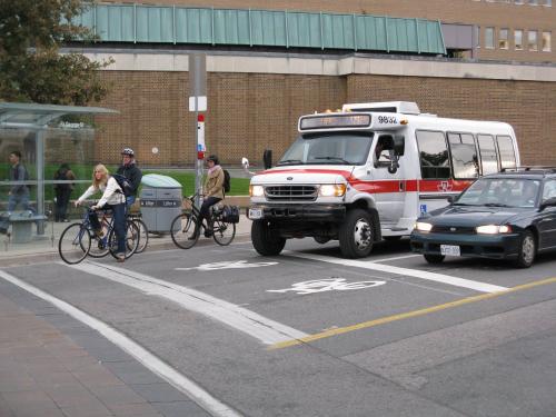 Bus creeps into bike box 