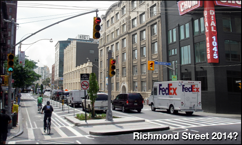 Richmond and Adelaide unidirectional bike lanes