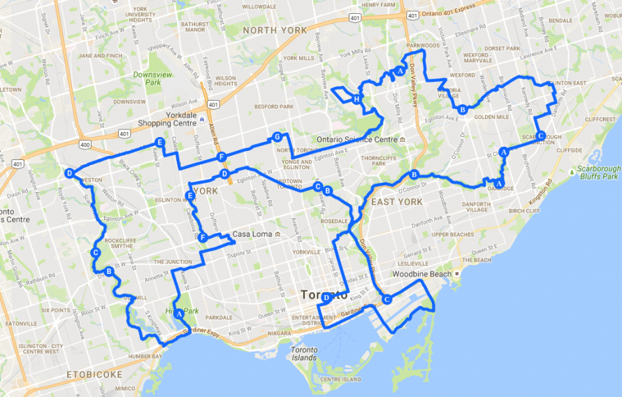Dog-shaped tour of Toronto